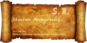 Stecher Modesztusz névjegykártya